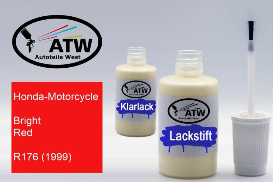 Honda-Motorcycle, Bright Red, R176 (1999): 20ml Lackstift + 20ml Klarlack - Set, von ATW Autoteile West.